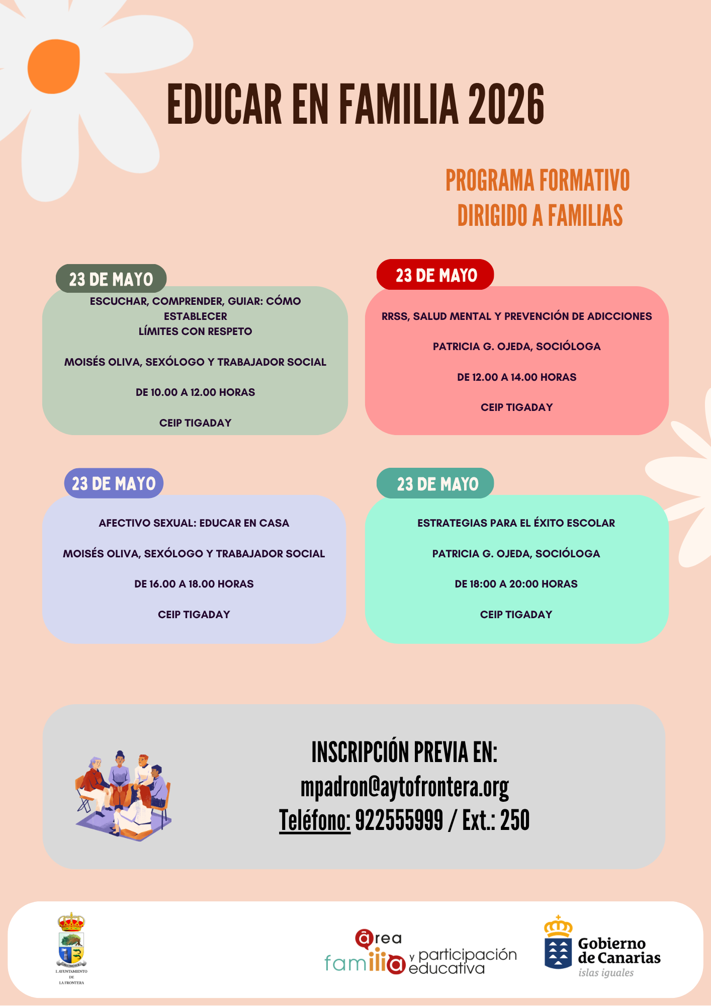 Abierta la inscripción para una nueva jornada formativa del programa "Educar en familia"